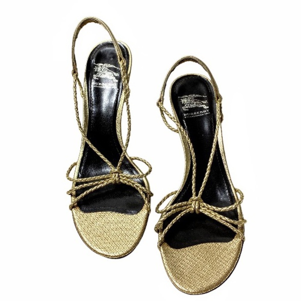 Burberry Gold Braided Strappy Sandals 3” Heel Size EU 37.5 - Picture 15 of 16